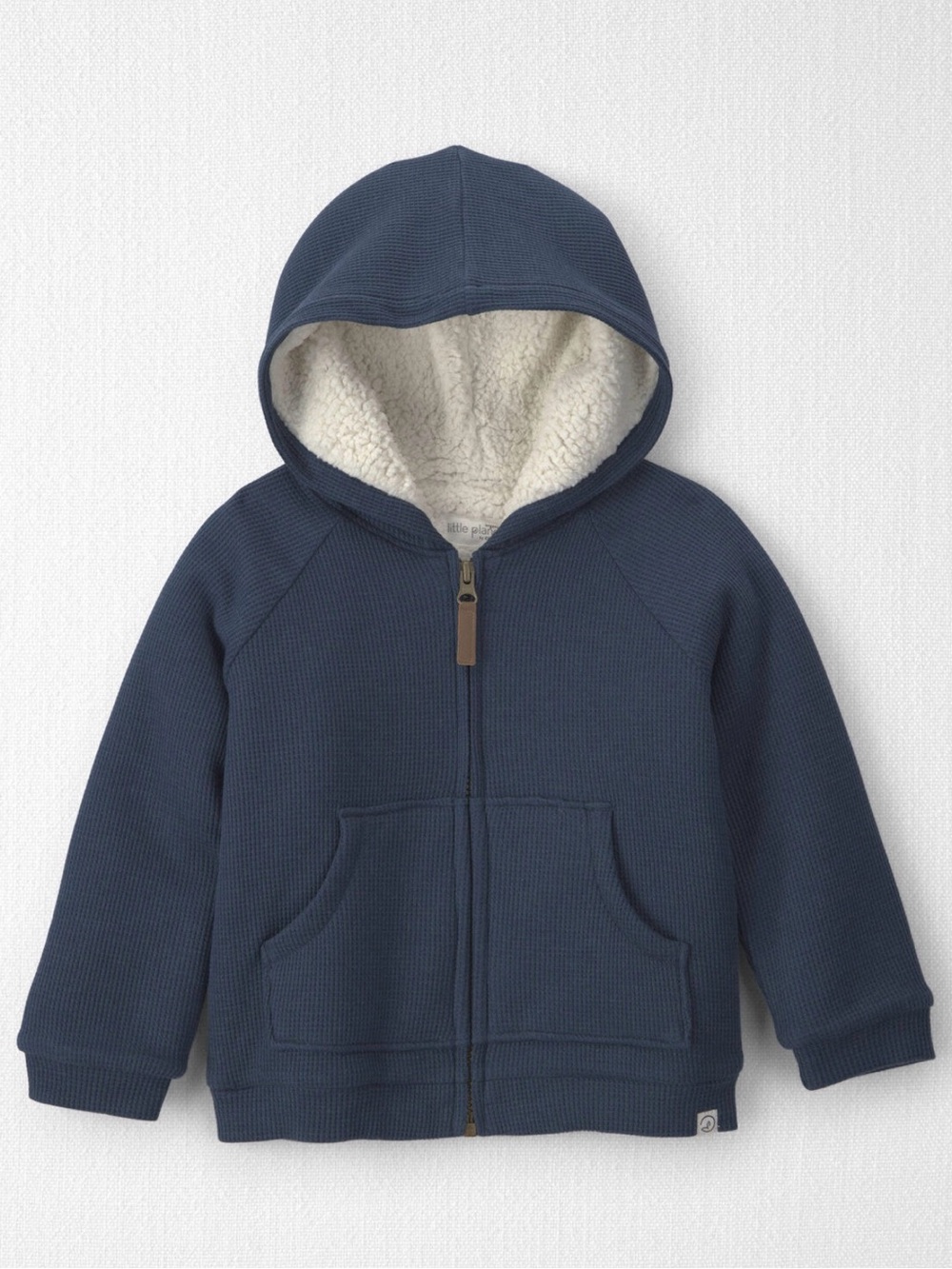Carter’s Recycled Teddy Fleece Waffle Knit Hooded Jacket Size 3 in Navy